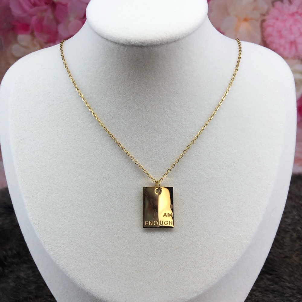 I AM ENOUGH Gold Pendant Necklace